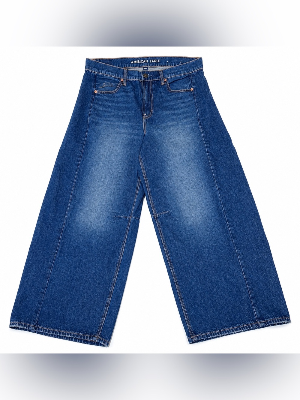 American Eagle Dreamy Drape Barrel leg Jeans Women size 10 Short Dark Wash